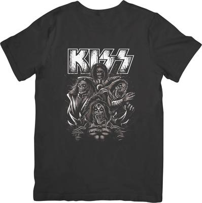 Kiss Music Unisex Εφαρμογή για Άνδρες & Γυναίκες Ποιοτικό Βαμβακερό T-Shirt Μαύρο