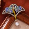 Classical Girls Wing Brooch Enamel Butterfly Rhinestones Pearls Accent Badge Corsage Jewelry For Women