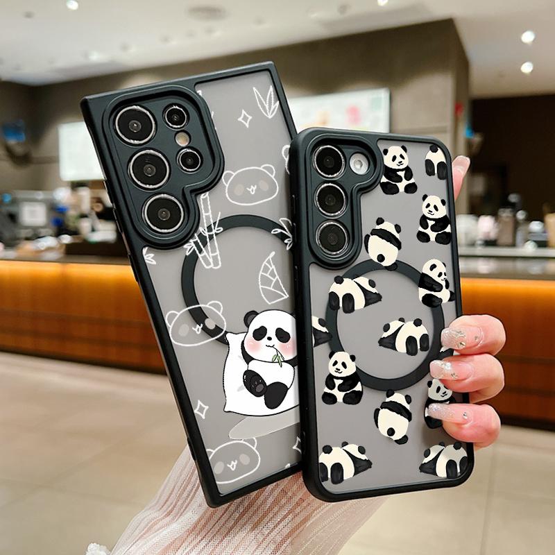 

Прекрасный матовый магнитный чехол для телефона с рисунком панды для Samsung S24 Ultra S23 FE S22 Plus Astronaut Butterfly Clear Shockproof Slim для Magsafe Cover Samsung S24