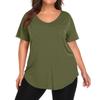 Women's Solid Color Large Size V-neck Top Loose Pocket T-shirt