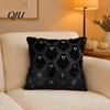 Simple Fashionable Holiday Ornaments Halloween Ghost Cushion Cover, Fuzzy Throw Pillow 18x18 Inch Durable Zippered Protectors Washable Plush Case for