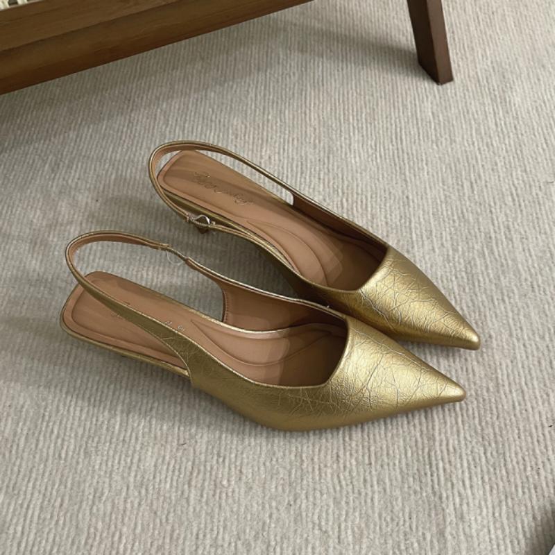Fashion Bailamos Women Sandals Pointed Toe Elegant Low-heel Shoes Summer Fashion Slingback Woman Mules Shoes Pumps Dress Shoes