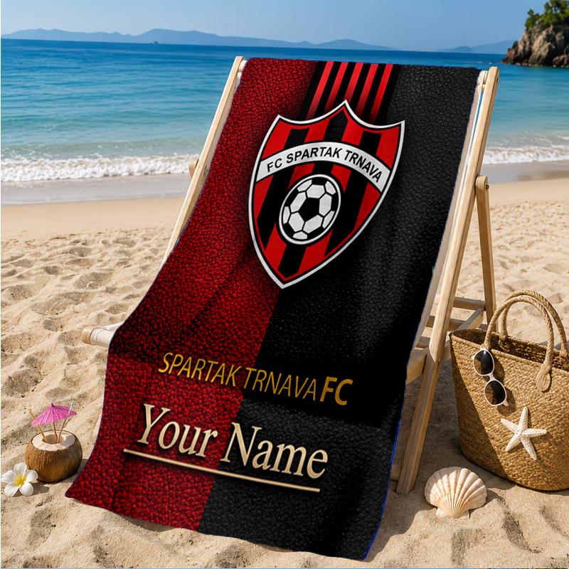 Custom Name FC Spartak Trnava Personalized Microfiber Beach Towel, Quick-Dry, Ideal for Summer Travel, Beach Essential, Swimming