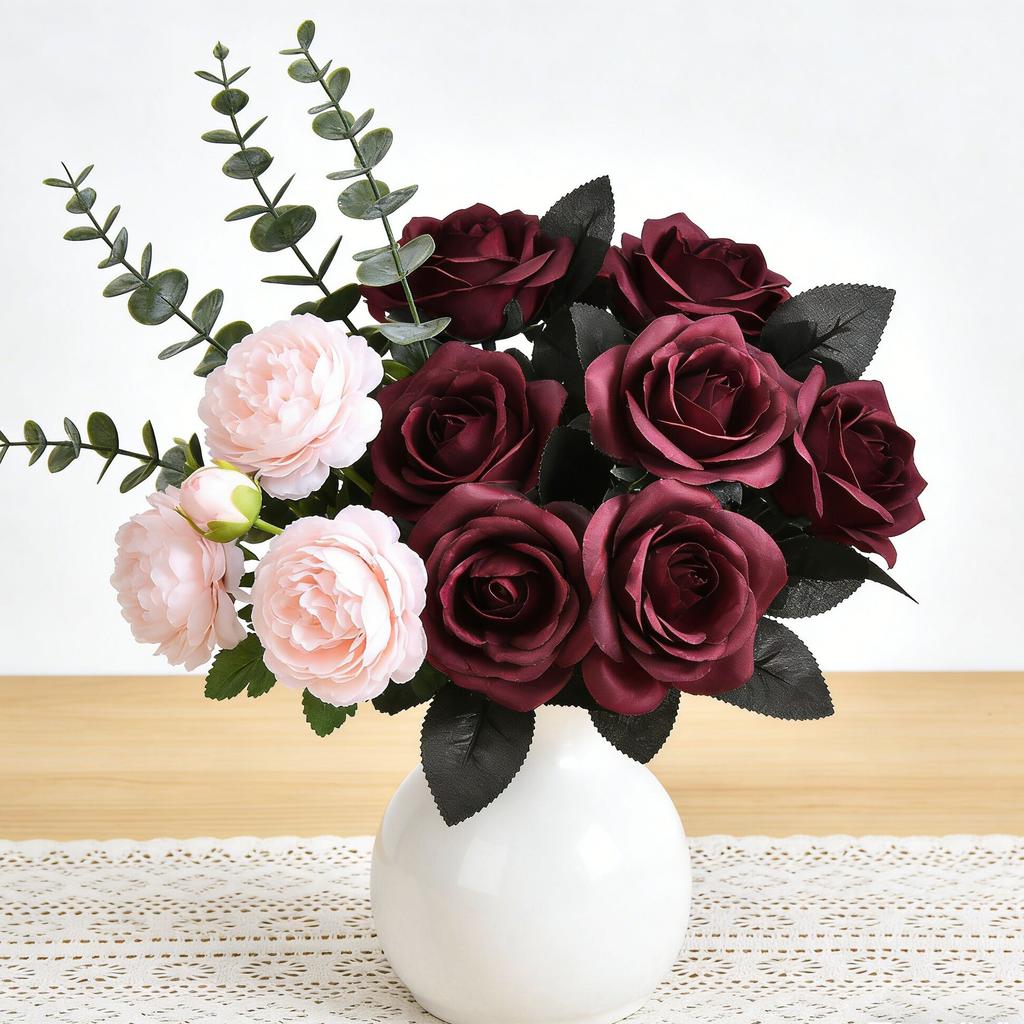 5/10Pcs Artificial Flowers Silk Rose Brial Bouquet Vase Home Room Decor Garden Valentine'day Wedding Wreath Fake Plants Diy Gift