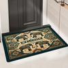 Luxury Flannel Floor Mat Carpet with Thick Sponge Cushion,Non-Slip Washable Vintage Elephant Design for Bedroom Kitchen Bathroom