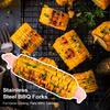 2Pieces Fork Corn Skewer Stainless Steel Corn Holders Corn On The Cob Skewers Fruit Forks Outdoor Camping Cooking Barbecue Tool