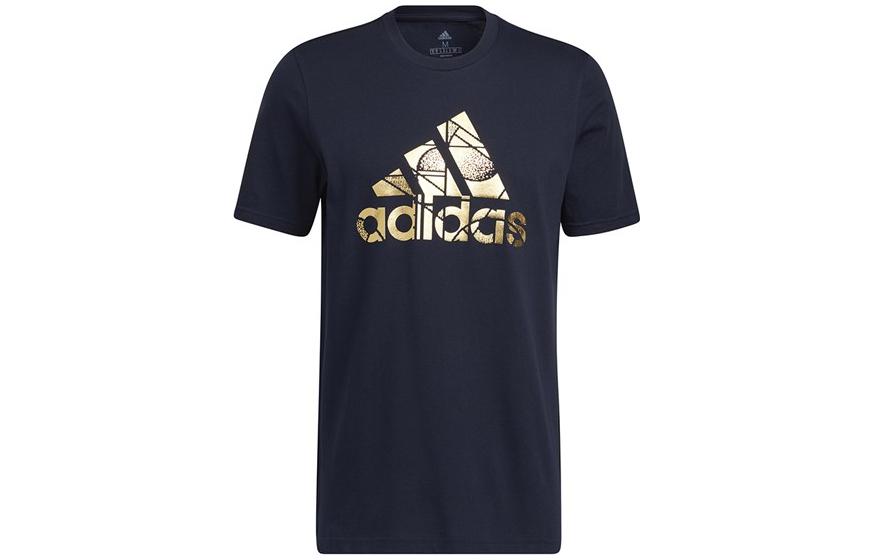 Adidas T Shirts Men s Dark Blue Crew Neck Moderate Straight Fit HE4790 XS