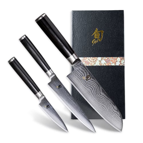 Kai Shun Classic 3-Piece Set: Santoku Knife, Petty Knife, and Utility Knife, Made In Japan, Stainless Steel