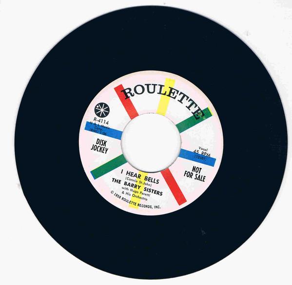 

7inch Record BARRY SISTERS - I Hear Bells R4114 Roulette 1958 US Rock Used