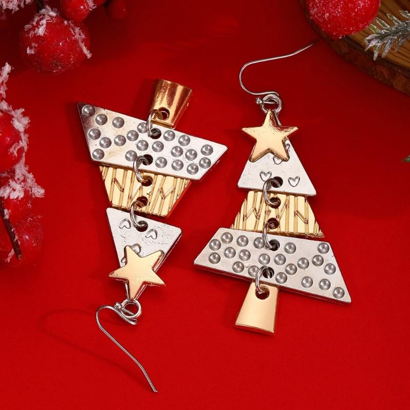 Sophisticated Christmas Pattern Earrings Sturdy Alloy Construction with Elegant Designs Accessory for Sensitive Ears