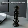 Small Desk Ornament for Men Triple Stacked Skulls Figurine, Spooky See Hear Speak No Evil Skeleton Head Retro Home Office Accessories Statue,