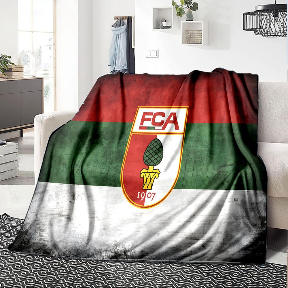 Augs-burg Football Crest Flannel Blanket, Soft Polyester, Modern Design, All-Season for Camping, Travel, Gifts for holidays or birthdays