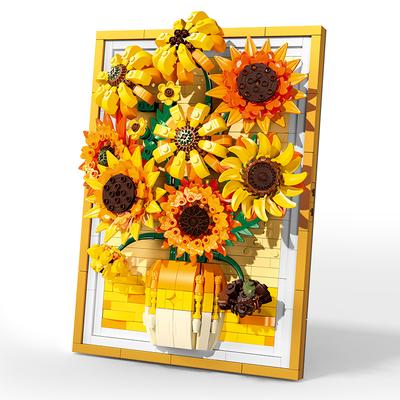 Art Tournesol Modèle 3D Blocs de Construction Décoration DIY Beauté Artistique 3D, Décoration Intérieure Créative Idéale avec Signification Mémoriale