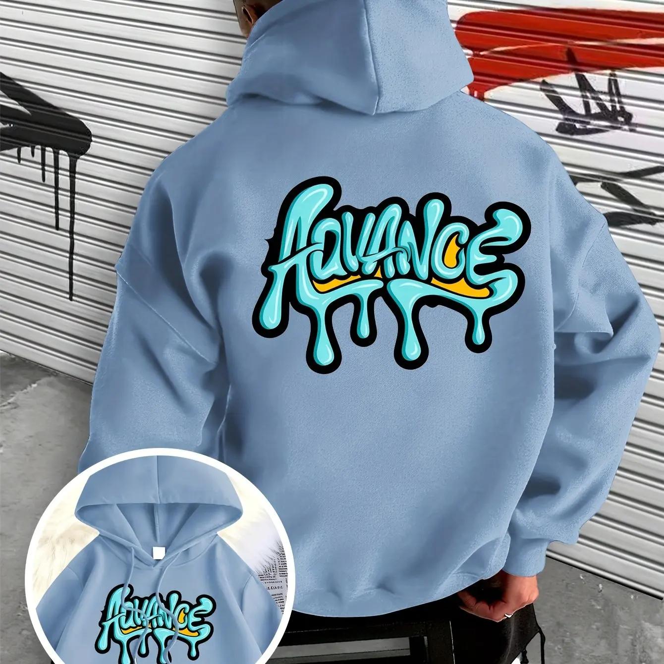 Men s hooded sweatshirt with stylish graffiti print design S