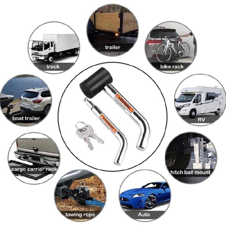 Strong 5/8 And 1/2 Inch Trailer Safety Receiver Lock With Ergonomic Key For Easy Installation On Vehicles Motorhome Boat