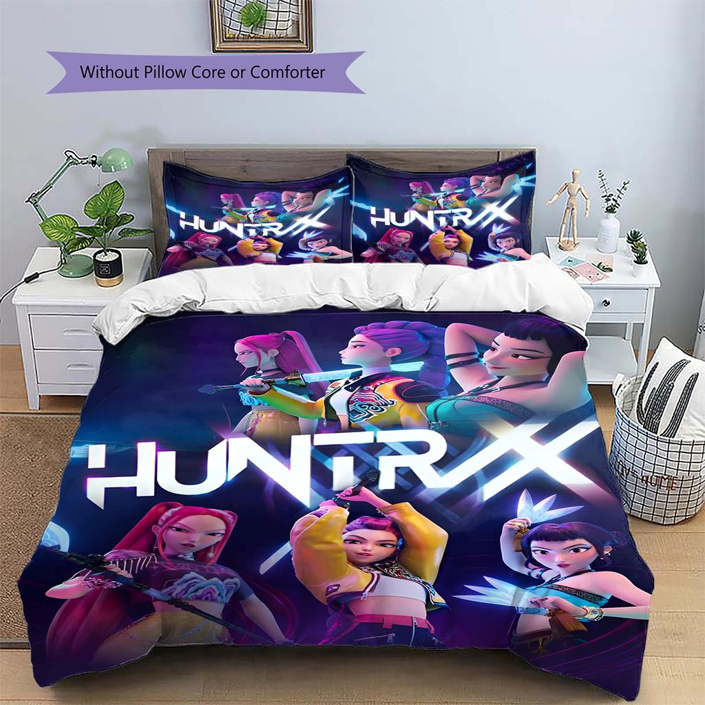 Anime Pattern Bedding Quilt Set Quilt Cover Pillowcase Home Decoration Birthday Gift (1 * Duvet Cover + 2 * Pillowcase, Without Core)