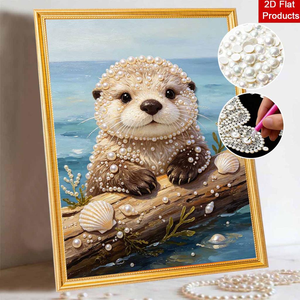 Pearl Painting Kit DIY Cute Otter and Seashell Ocean Theme Home Decoration Painting