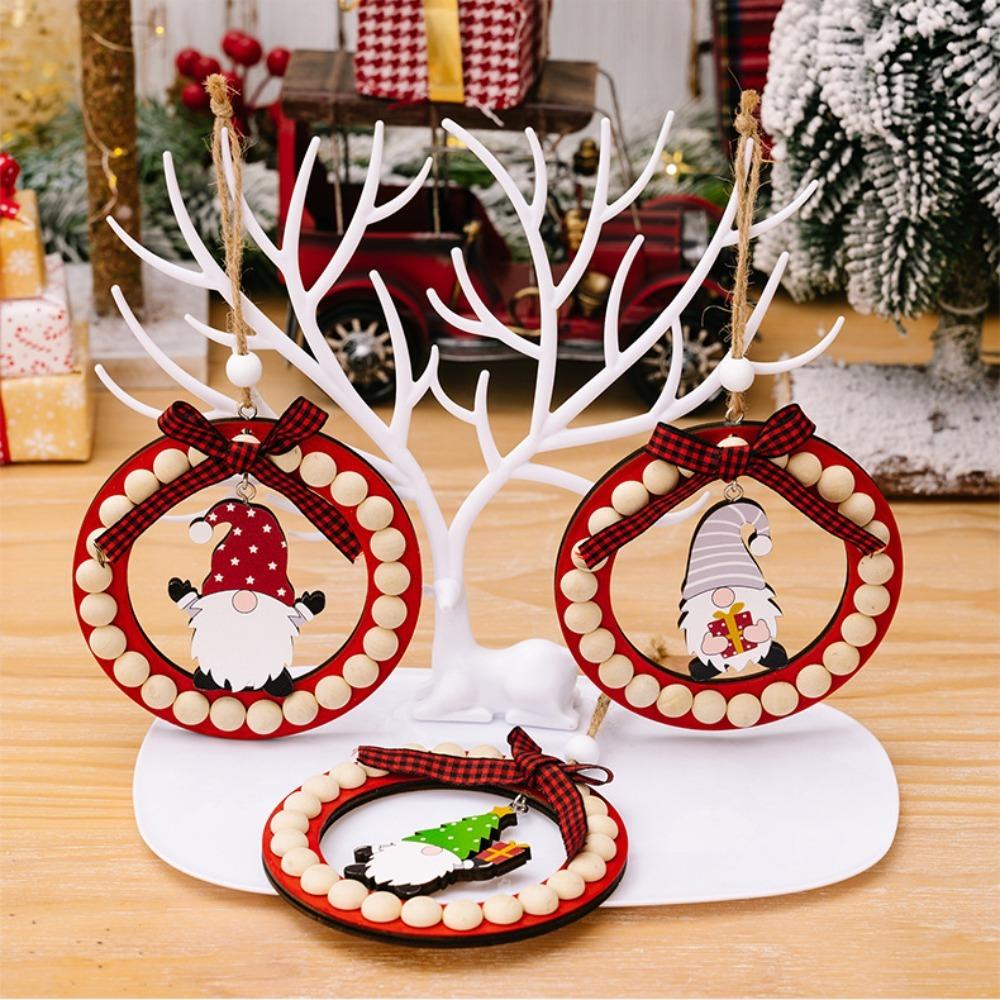 

Wooden Christmas Garland Hollow Gnome Xmas Tree Hanging Tag Christmas Pendant Home Decor