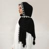 Pearls Embroidery Cotton Jersey Muslim Hijab Long Scarf Women Head Wraps Shawl Turban Eid Soild Headband Malaysia Tudung 170*60C