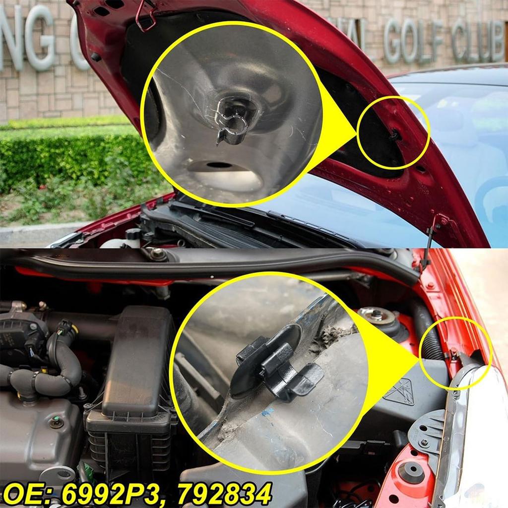 2x Für Peugeot 206 306 407 3008 Partner Motorhauben-Stützstange Halter Clip Halter Befestigung Halter 6992P3 792827