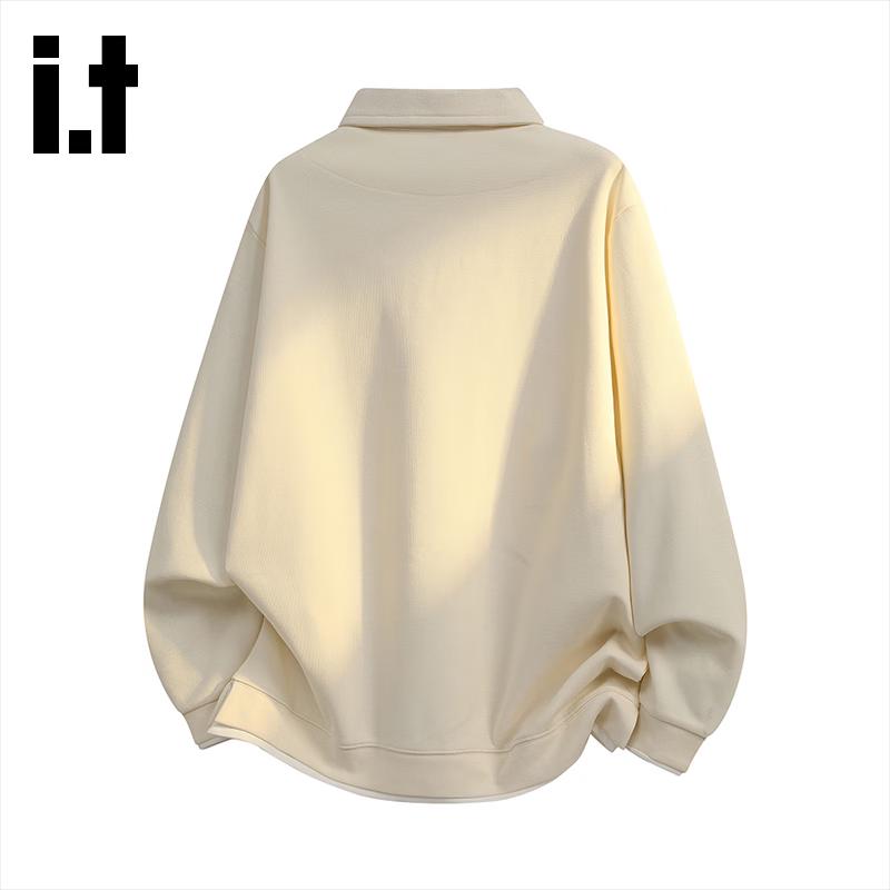 Izzue Women's Faux Two-Piece Polo Sweatshirt