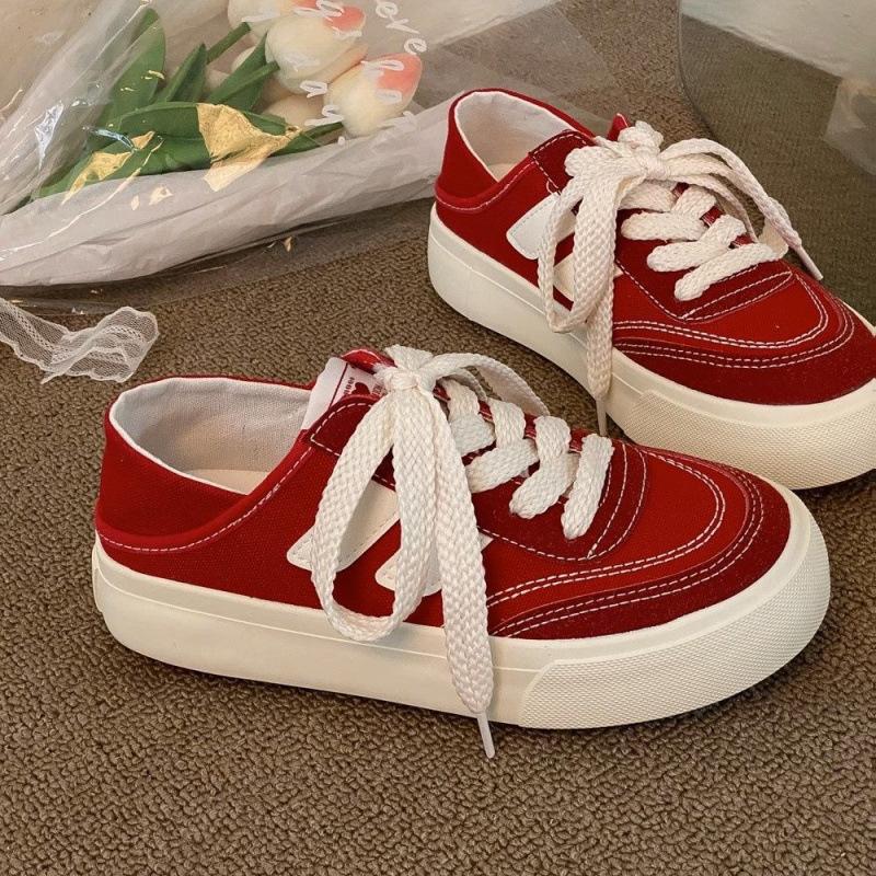 

Autumn thin two wear can step on canvas shoes women s Korean version chic versatile white shoes lazy one pedal half drag women s shoes 40 червоний