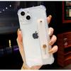 siduater Strap Case for 6.7" iPhone 15 Plus with Wristband Kickstand, Clear Soft TPU Protective Shockproof Bumper Rugged Cover, Adjustable Hand Grip