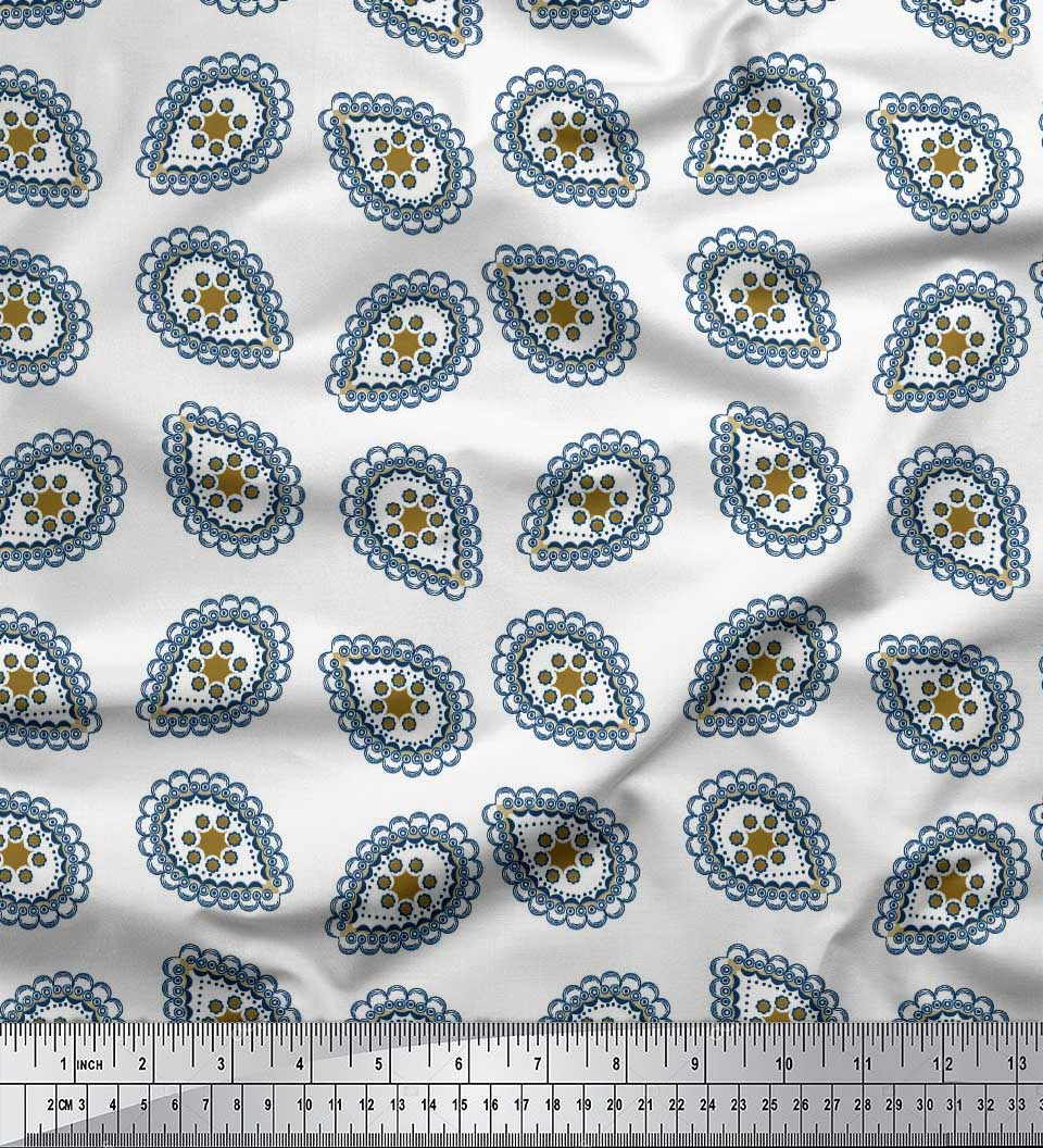 

Тканина Soimoi Japan Crepe Satin Abstracts Abstract Print Тканина на метр 42 дюйма 42 Inch Wide - Poly Crepe білий