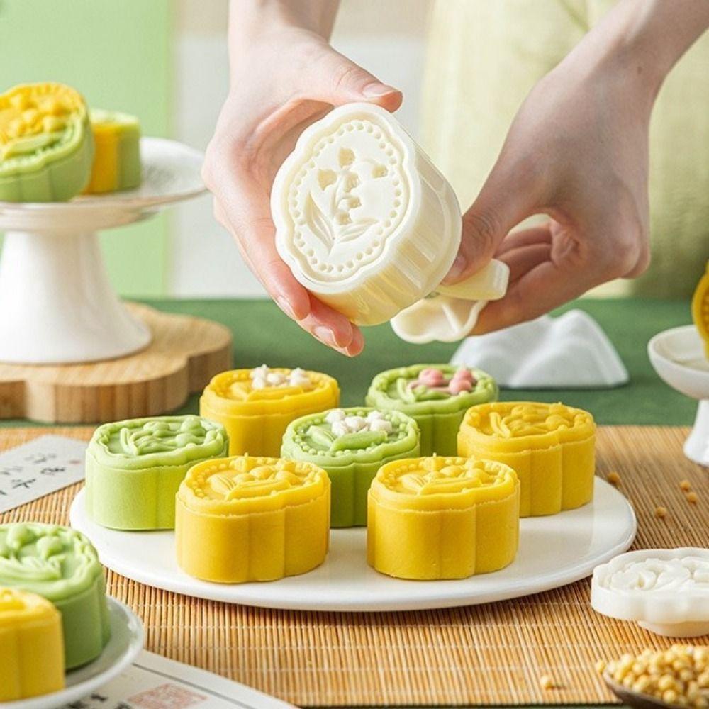 Plastic Tulip Shape Moon Cake Mould Food Grade Hand Pressed Mould Cookie Mold  DIY Baking Tool