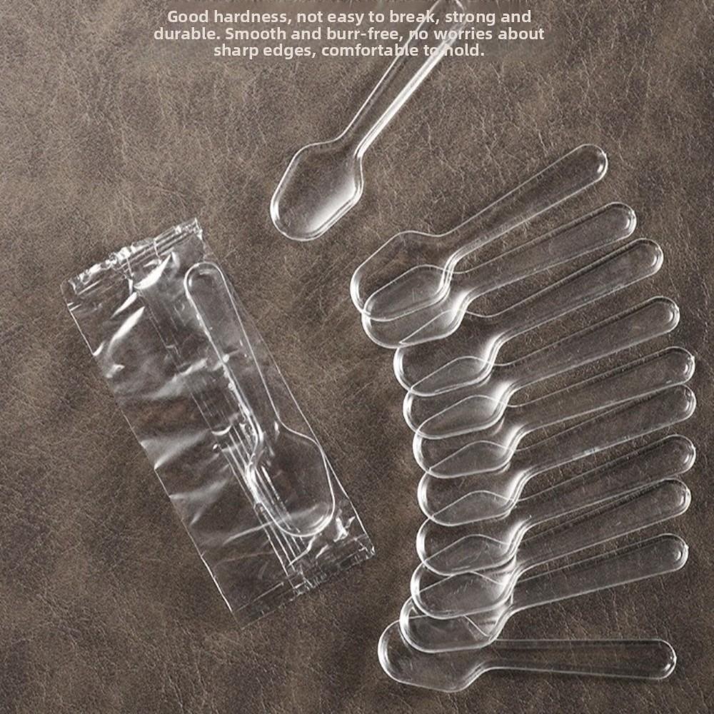 500 Stück Langlebige Plastik Einweg Klare Plastiklöffel 7,5*2cm Transparente Einweg Tafelbestecklöffel Verdickt Party