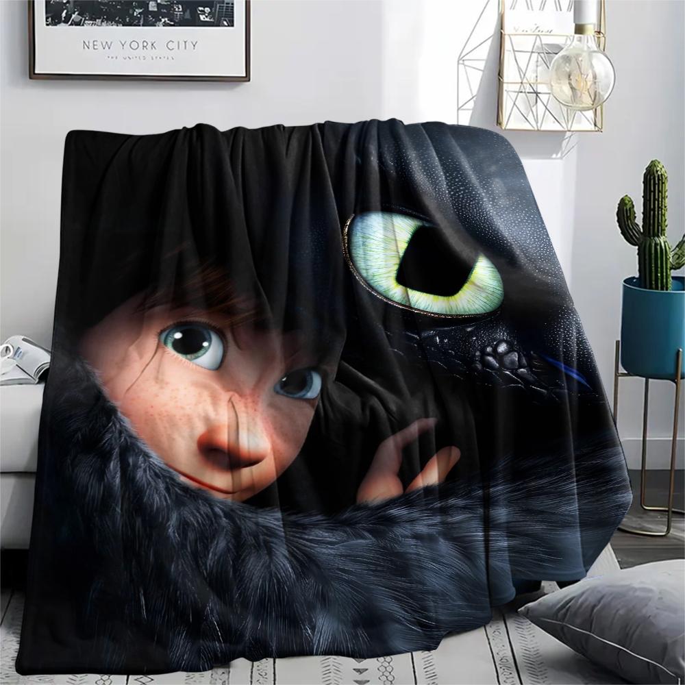 How To Train Your Dragon Hiccup & Toothless Flannel Blanket, High Quality Comfortable for All Seasons, Home Decor, Warmth and Comfort for Gifts.