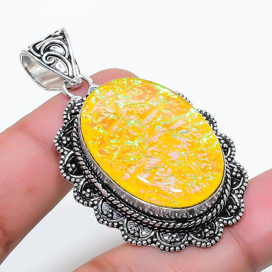 Natural Yellow Triplet Opal 925 Sterling Silver Jewelry Pendant 2.17 AP-14440