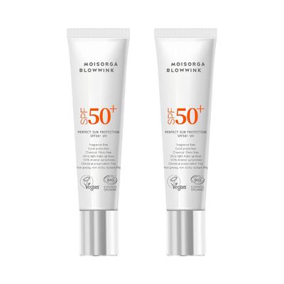 MOISORGA Biologische Perfecte Zonbescherming SPF50+ UV 40g [Vegan Biologische Zonnebrandcrème] 1+1