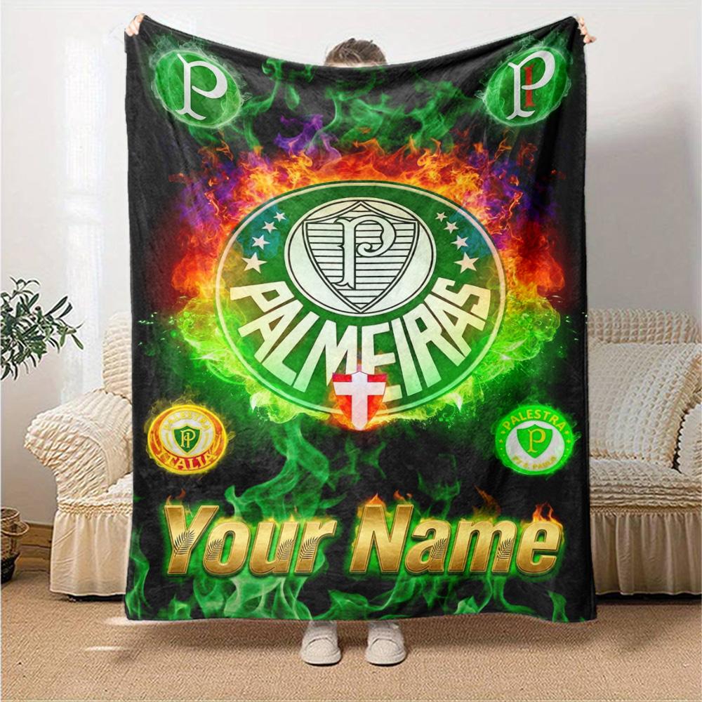 Name Custom SE Palmeiras Print Flannel Blanket High Quality Warm Comfortable Cover for All Seasons Perfect for Gifts Home Decor