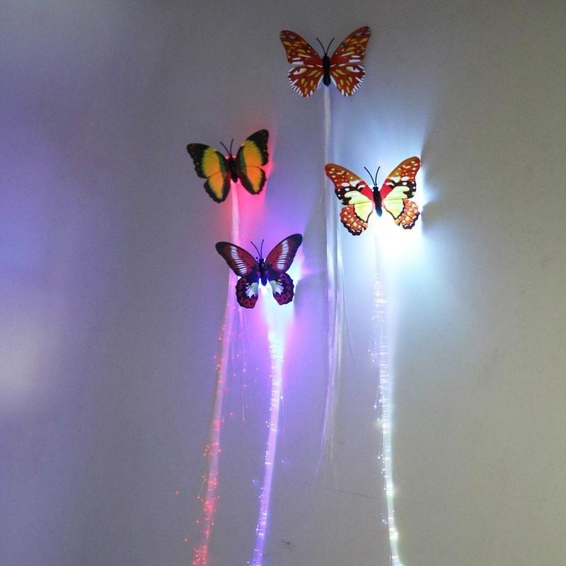 1Pcs Cute Butterfly LED Light-Emitting Fiber Optic Wire Hairpin Luminous Silk Braids Styling Tool