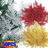 Artificial Pine Leaves Branches Christmas Gold Silver Fake Plants Glitter Garland Xmas Tree Ornament Home Room Decoration Plant