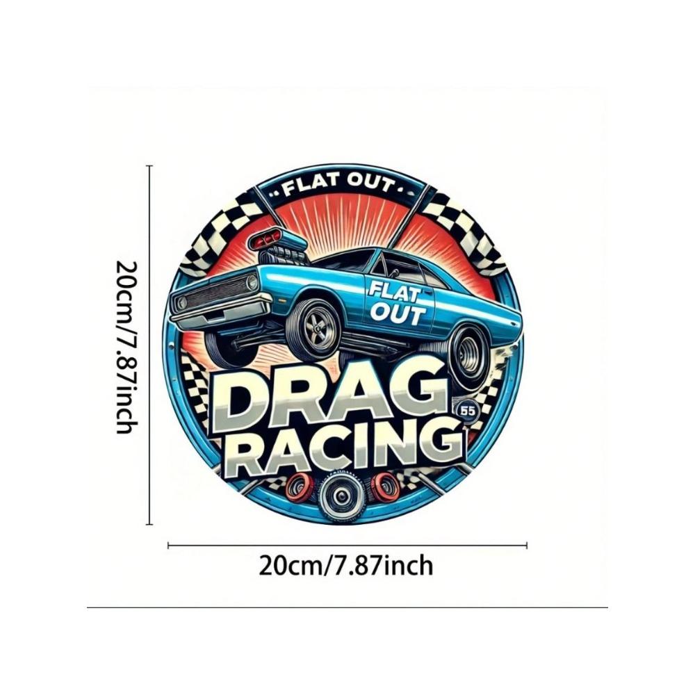 Vintage Metal Sign Drag Racing Fast Food Garage Wall Art