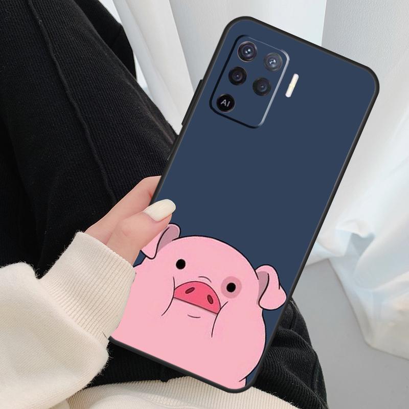 Cartoon Pig Case For Oppo A96 A76 A16 A60 A98 A58 A78 A18 A38 A80 A40 A77 A57 A17 A74 A54 A94 A15 A5 Pro