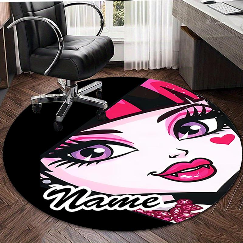 Personalized M-Monster High Draculaura Round Chair Office Rug - Perfect for Mat, Office Chair & More - Ideal Gift for Birthdays and Holidays