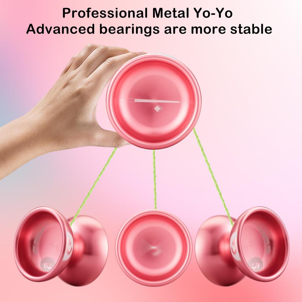WATIEOBOO Yo-Yo Metalic Profesional Reactiv pentru Copii și pentru Nivel Intermediar și Avansat, Model Profesional pentru Trick-uri cu Șnur, pentru Începători, Non-Reactv