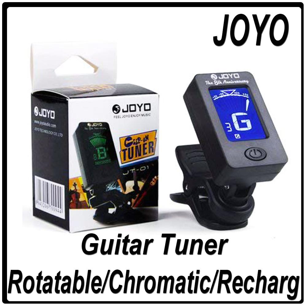 JOYO Guitar Tuner JT-01 360 Degree Rotatable Rechargeable Digital LCD Screen Clip-on Tuner for Guitar Bass Violin Ukulele Parts