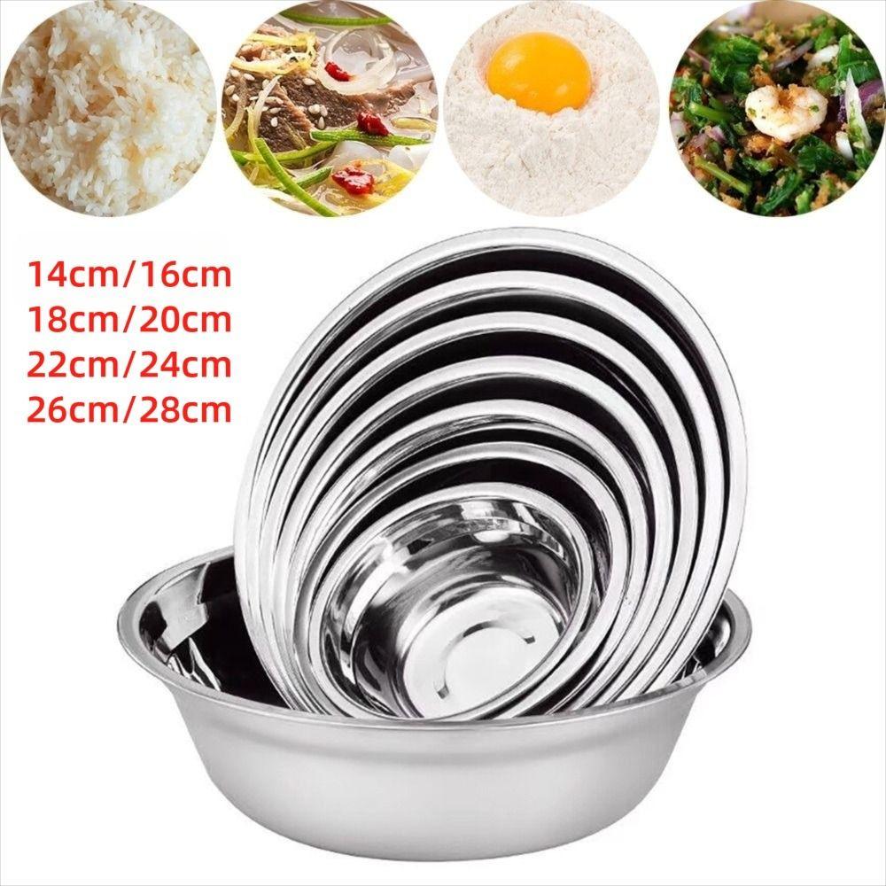 New Round Stainless Steel Bowls Thicken Multiple Sizes Soup Bowl Washing Fruit Bowl