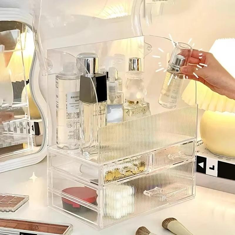Boîte de rangement multicouche pour cosmétiques, boîte de rangement pour soins de la peau, armoire de rangement transparente en acrylique de grande capacité