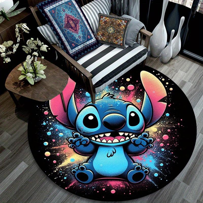 1pc Cute Stitch Round Area Rug,Non Slip,Machine Washable Polyester Carpet for Living Room,Bedroom Decor