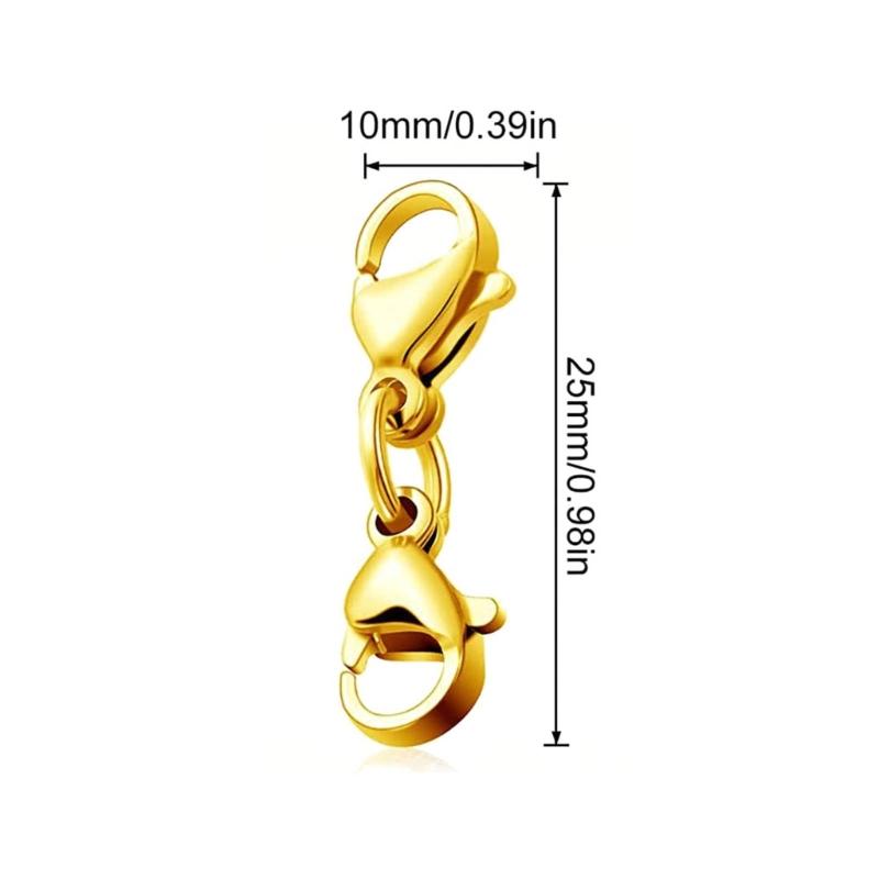 8 Pcs Double Lobster Clasps Small Necklace Bracelet Extenders Double Claw Connector Jewelry Extension Clasp Easy To Use
