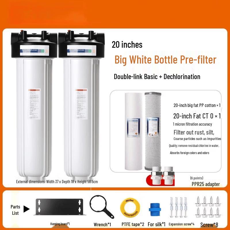 LISM Big White Bottle 20-inch Dual-Stage Water Pre-Filter