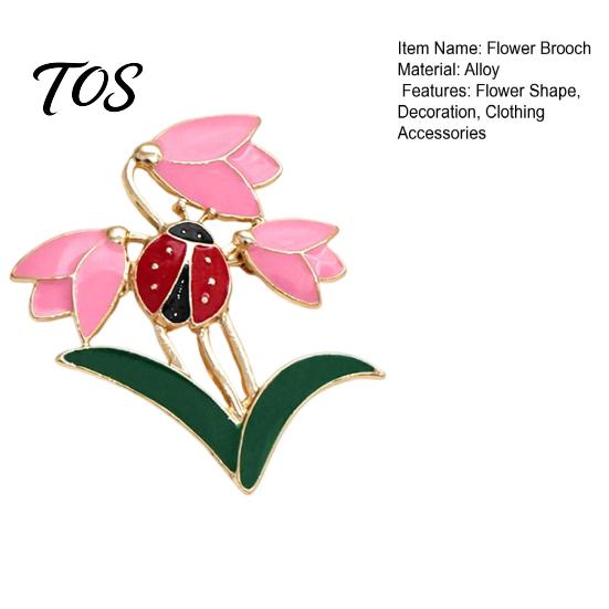 Floral Lapel Pin Enamel Tulip Ladybug Brooch for Women, Oil-Dripping Flower Ladybird Alloy Pin, Sweater Cardigan Coat Suit Scarf Jewelry Accessories