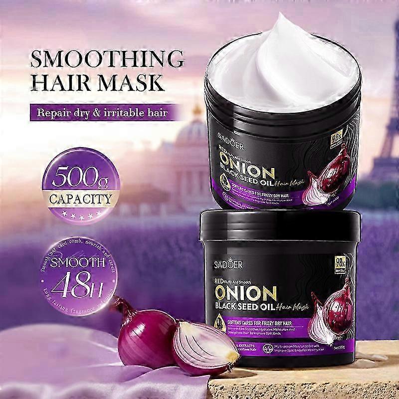 Maschera per Capelli all'Olio di Semi Neri di Cipolla per Capelli Crespi - Lisciante & Idratante Riparatrice