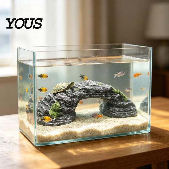 Non-toxic Turtle Dock Basking Platform, Rock Look Resin Baby Tortoise Climbing Ramp, Terrarium Accessory Arched Reptiles Resting Terrace for