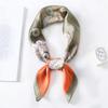 Silk Scarf Small Square Scarf Women's Flower Pattern Versatile Spring and Autumn Thin Imitation Silk Scarf Flight Attendant Scarf Professional Small S